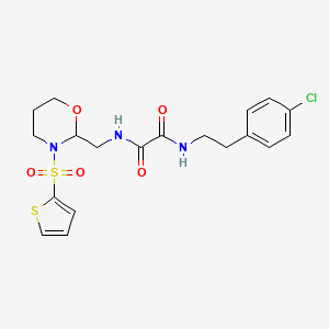B2766070 N1-(4-chlorophenethyl)-N2-((3-(thiophen-2-ylsulfonyl)-1,3-oxazinan-2-yl)methyl)oxalamide CAS No. 872986-71-5