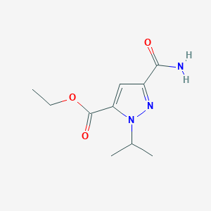 molecular formula C10H15N3O3 B2766087 ethyl 3-carbamoyl-1-(propan-2-yl)-1H-pyrazole-5-carboxylate CAS No. 1946817-92-0