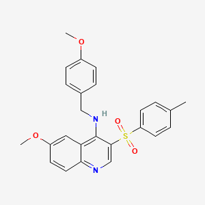 molecular formula C25H24N2O4S B2766094 6-methoxy-N-[(4-methoxyphenyl)methyl]-3-(4-methylbenzenesulfonyl)quinolin-4-amine CAS No. 895649-74-8