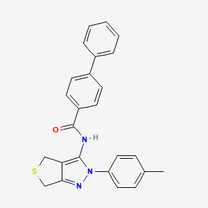 molecular formula C25H21N3OS B2766097 N-[2-(4-methylphenyl)-2H,4H,6H-thieno[3,4-c]pyrazol-3-yl]-[1,1'-biphenyl]-4-carboxamide CAS No. 396722-58-0