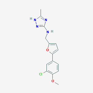 molecular formula C15H15ClN4O2 B276611 N-{[5-(3-chloro-4-methoxyphenyl)furan-2-yl]methyl}-5-methyl-1H-1,2,4-triazol-3-amine 