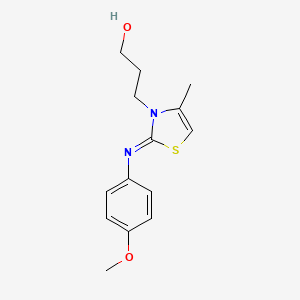 molecular formula C14H18N2O2S B2766162 3-[(2Z)-2-[(4-methoxyphenyl)imino]-4-methyl-2,3-dihydro-1,3-thiazol-3-yl]propan-1-ol CAS No. 905781-09-1