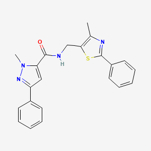 1-methyl-N-((4-methyl-2-phenylthiazol-5-yl)methyl)-3-phenyl-1H-pyrazole-5-carboxamide