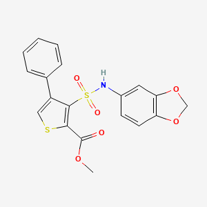 molecular formula C19H15NO6S2 B2766173 METHYL 3-[(2H-1,3-BENZODIOXOL-5-YL)SULFAMOYL]-4-PHENYLTHIOPHENE-2-CARBOXYLATE CAS No. 899977-21-0