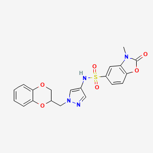 N-(1-((2,3-dihydrobenzo[b][1,4]dioxin-2-yl)methyl)-1H-pyrazol-4-yl)-3-methyl-2-oxo-2,3-dihydrobenzo[d]oxazole-5-sulfonamide