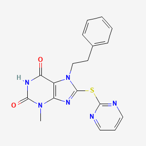 3-Methyl-7-(2-phenylethyl)-8-pyrimidin-2-ylthio-1,3,7-trihydropurine-2,6-dione