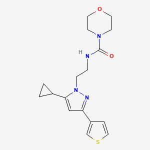 molecular formula C17H22N4O2S B2766187 N-(2-(5-cyclopropyl-3-(thiophen-3-yl)-1H-pyrazol-1-yl)ethyl)morpholine-4-carboxamide CAS No. 2034586-26-8