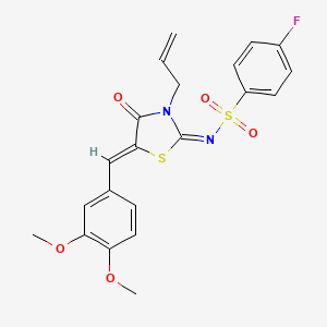 (E)-N-((Z)-3-allyl-5-(3,4-dimethoxybenzylidene)-4-oxothiazolidin-2-ylidene)-4-fluorobenzenesulfonamide