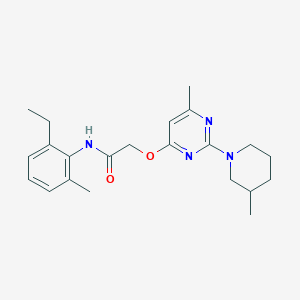 molecular formula C22H30N4O2 B2766221 N-(2-ethyl-6-methylphenyl)-2-{[6-methyl-2-(3-methylpiperidin-1-yl)pyrimidin-4-yl]oxy}acetamide CAS No. 1226434-10-1