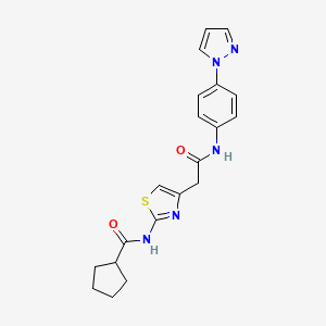 N-(4-(2-((4-(1H-pyrazol-1-yl)phenyl)amino)-2-oxoethyl)thiazol-2-yl)cyclopentanecarboxamide