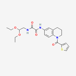 molecular formula C22H27N3O5S B2766254 N1-(2,2-diethoxyethyl)-N2-(1-(thiophene-2-carbonyl)-1,2,3,4-tetrahydroquinolin-6-yl)oxalamide CAS No. 899945-36-9