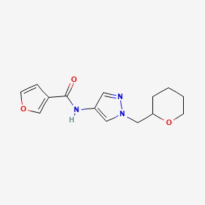 molecular formula C14H17N3O3 B2766262 N-{1-[(oxan-2-yl)methyl]-1H-pyrazol-4-yl}furan-3-carboxamide CAS No. 2034557-50-9
