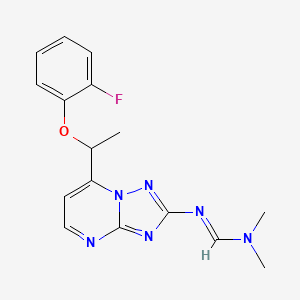 molecular formula C16H17FN6O B2766266 N'-{7-[1-(2-fluorophenoxy)ethyl][1,2,4]triazolo[1,5-a]pyrimidin-2-yl}-N,N-dimethyliminoformamide CAS No. 477865-53-5