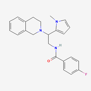 molecular formula C23H24FN3O B2766267 N-(2-(3,4-dihydroisoquinolin-2(1H)-yl)-2-(1-methyl-1H-pyrrol-2-yl)ethyl)-4-fluorobenzamide CAS No. 1049459-78-0