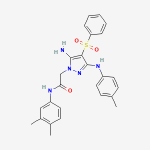 2-(5-amino-4-(phenylsulfonyl)-3-(p-tolylamino)-1H-pyrazol-1-yl)-N-(3,4-dimethylphenyl)acetamide