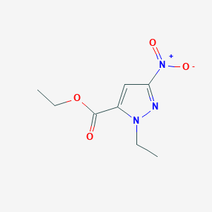 molecular formula C8H11N3O4 B2766296 ethyl 1-ethyl-3-nitro-1H-pyrazole-5-carboxylate CAS No. 1823967-64-1