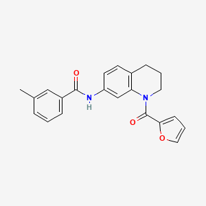 molecular formula C22H20N2O3 B2766302 N-[1-(furan-2-carbonyl)-1,2,3,4-tetrahydroquinolin-7-yl]-3-methylbenzamide CAS No. 946367-57-3