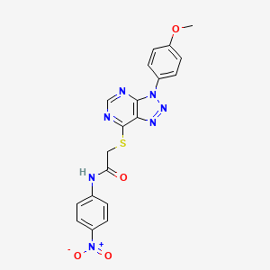 molecular formula C19H15N7O4S B2766332 2-((3-(4-甲氧基苯基)-3H-[1,2,3]三唑并[4,5-d]嘧啶-7-基)硫)-N-(4-硝基苯基)乙酰胺 CAS No. 896678-81-2