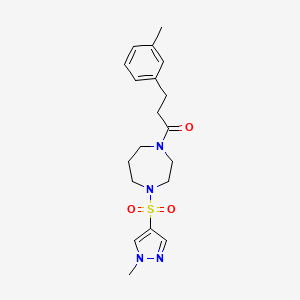 molecular formula C19H26N4O3S B2766334 1-(4-((1-methyl-1H-pyrazol-4-yl)sulfonyl)-1,4-diazepan-1-yl)-3-(m-tolyl)propan-1-one CAS No. 2034245-22-0