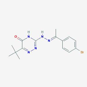 molecular formula C15H18BrN5O B2766339 (E)-3-(2-(1-(4-bromophenyl)ethylidene)hydrazinyl)-6-(tert-butyl)-1,2,4-triazin-5(4H)-one CAS No. 539813-44-0