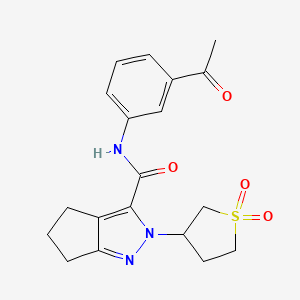 molecular formula C19H21N3O4S B2766345 N-(3-acetylphenyl)-2-(1,1-dioxidotetrahydrothiophen-3-yl)-2,4,5,6-tetrahydrocyclopenta[c]pyrazole-3-carboxamide CAS No. 2320853-35-6