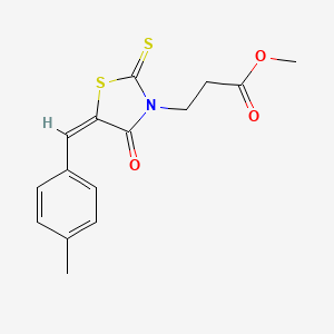 molecular formula C15H15NO3S2 B2766346 methyl 3-[(5E)-5-[(4-methylphenyl)methylidene]-4-oxo-2-sulfanylidene-1,3-thiazolidin-3-yl]propanoate CAS No. 303117-27-3