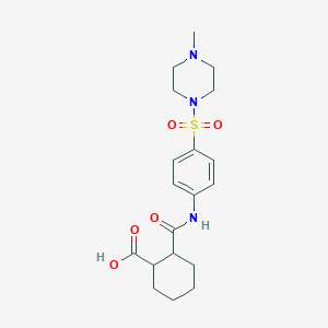molecular formula C19H27N3O5S B2766348 2-((4-((4-Methylpiperazin-1-yl)sulfonyl)phenyl)carbamoyl)cyclohexanecarboxylic acid CAS No. 801225-22-9