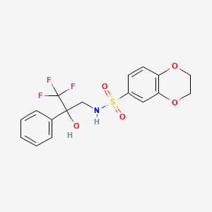 molecular formula C17H16F3NO5S B2766373 N-(3,3,3-trifluoro-2-hydroxy-2-phenylpropyl)-2,3-dihydro-1,4-benzodioxine-6-sulfonamide CAS No. 1351634-51-9