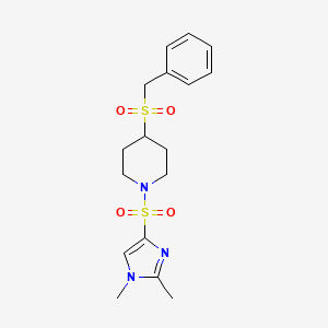molecular formula C17H23N3O4S2 B2766377 1-[(1,2-dimethyl-1H-imidazol-4-yl)sulfonyl]-4-phenylmethanesulfonylpiperidine CAS No. 2034388-41-3