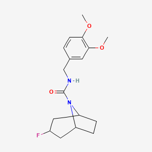 molecular formula C17H23FN2O3 B2766381 N-[(3,4-Dimethoxyphenyl)methyl]-3-fluoro-8-azabicyclo[3.2.1]octane-8-carboxamide CAS No. 2320174-14-7