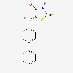 molecular formula C16H11NOS2 B2766410 (5E)-5-(biphenyl-4-ylmethylene)-2-mercapto-1,3-thiazol-4(5H)-one CAS No. 110932-40-6