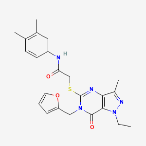 N-(3,4-dimethylphenyl)-2-((1-ethyl-6-(furan-2-ylmethyl)-3-methyl-7-oxo-6,7-dihydro-1H-pyrazolo[4,3-d]pyrimidin-5-yl)thio)acetamide