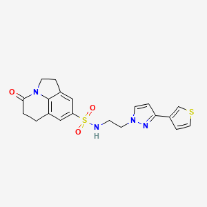 4-oxo-N-(2-(3-(thiophen-3-yl)-1H-pyrazol-1-yl)ethyl)-2,4,5,6-tetrahydro-1H-pyrrolo[3,2,1-ij]quinoline-8-sulfonamide