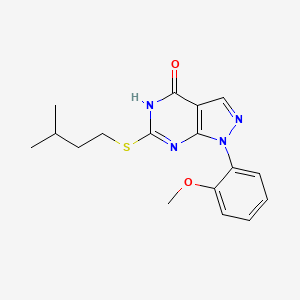 molecular formula C17H20N4O2S B2766469 6-(isopentylthio)-1-(2-methoxyphenyl)-1H-pyrazolo[3,4-d]pyrimidin-4(5H)-one CAS No. 921501-90-8