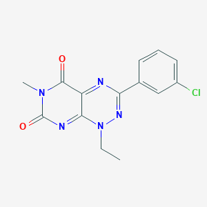 molecular formula C14H12ClN5O2 B2766471 3-(3-Chlorophenyl)-1-ethyl-6-methylpyrimido[5,4-e][1,2,4]triazine-5,7-dione CAS No. 878420-18-9