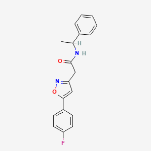 molecular formula C19H17FN2O2 B2766474 2-(5-(4-fluorophenyl)isoxazol-3-yl)-N-(1-phenylethyl)acetamide CAS No. 953156-15-5