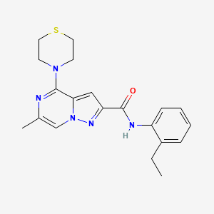 molecular formula C20H23N5OS B2766475 N-(2-ethylphenyl)-6-methyl-4-(thiomorpholin-4-yl)pyrazolo[1,5-a]pyrazine-2-carboxamide CAS No. 1775470-08-0