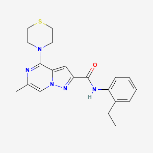 molecular formula C20H23N5OS B2766475 N-(2-ethylphenyl)-6-methyl-4-(1,4-thiazinan-4-yl)pyrazolo[1,5-a]pyrazine-2-carboxamide CAS No. 1775470-08-0