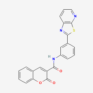 molecular formula C22H13N3O3S B2766494 2-oxo-N-(3-(thiazolo[5,4-b]pyridin-2-yl)phenyl)-2H-chromene-3-carboxamide CAS No. 863592-52-3