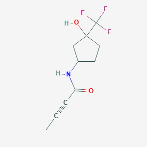 molecular formula C10H12F3NO2 B2766496 N-[3-Hydroxy-3-(trifluoromethyl)cyclopentyl]but-2-ynamide CAS No. 2411273-86-2