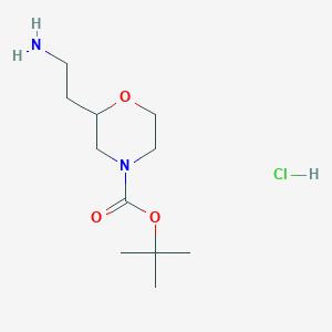 molecular formula C11H23ClN2O3 B2766497 tert-Butyl 2-(2-aminoethyl)morpholine-4-carboxylate hydrochloride CAS No. 1922877-33-5