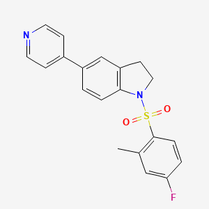 molecular formula C20H17FN2O2S B2766501 1-((4-Fluoro-2-methylphenyl)sulfonyl)-5-(pyridin-4-yl)indoline CAS No. 2034226-40-7