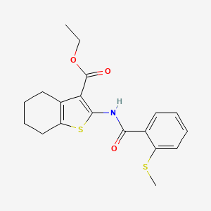 molecular formula C19H21NO3S2 B2766510 Ethyl 2-(2-(methylthio)benzamido)-4,5,6,7-tetrahydrobenzo[b]thiophene-3-carboxylate CAS No. 831209-70-2