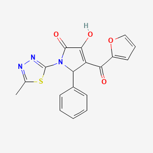 molecular formula C18H13N3O4S B2766518 4-(furan-2-carbonyl)-3-hydroxy-1-(5-methyl-1,3,4-thiadiazol-2-yl)-5-phenyl-1H-pyrrol-2(5H)-one CAS No. 442149-87-3