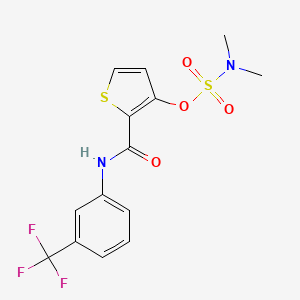 molecular formula C14H13F3N2O4S2 B2766526 [2-[[3-(trifluoromethyl)phenyl]carbamoyl]thiophen-3-yl] N,N-dimethylsulfamate CAS No. 338794-15-3