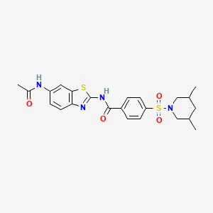 molecular formula C23H26N4O4S2 B2766552 4-[(3,5-dimethylpiperidin-1-yl)sulfonyl]-N-(6-acetamido-1,3-benzothiazol-2-yl)benzamide CAS No. 361479-35-8