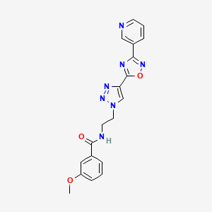 molecular formula C19H17N7O3 B2766574 3-methoxy-N-(2-(4-(3-(pyridin-3-yl)-1,2,4-oxadiazol-5-yl)-1H-1,2,3-triazol-1-yl)ethyl)benzamide CAS No. 2034601-02-8