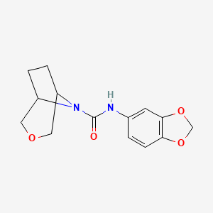 molecular formula C14H16N2O4 B2766577 N-(2H-1,3-Benzodioxol-5-YL)-3-oxa-8-azabicyclo[3.2.1]octane-8-carboxamide CAS No. 1421469-57-9