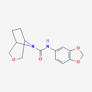 molecular formula C14H16N2O4 B2766577 (1R,5S)-N-(benzo[d][1,3]dioxol-5-yl)-3-oxa-8-azabicyclo[3.2.1]octane-8-carboxamide CAS No. 1421469-57-9