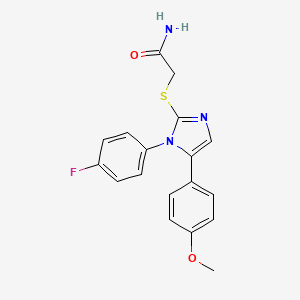 molecular formula C18H16FN3O2S B2766581 2-((1-(4-氟苯基)-5-(4-甲氧基苯基)-1H-咪唑-2-基)硫)乙酰胺 CAS No. 1207012-09-6
